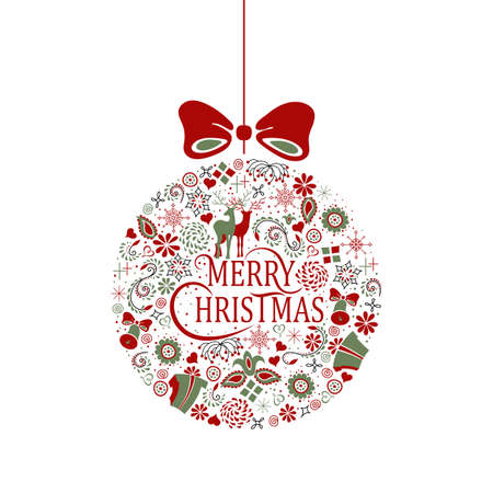 christmas toy with an inscription and patternsのイラスト素材