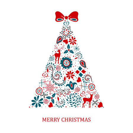 christmas tree with bowのイラスト素材