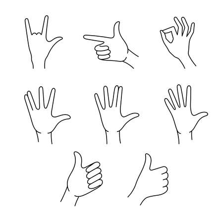 black and white image of hand gesturesのイラスト素材