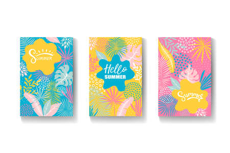 abstract summer background with tropical leavesのイラスト素材