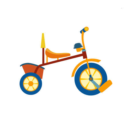 Kids bicycle or tricycle in flat style. Colorful balance-bike icon, playing game toy. Vector illustration.のイラスト素材