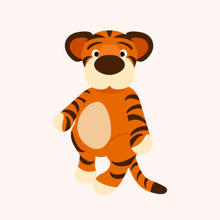 Cute cartoon striped tiger. Happy chinese New Year 2022 and Merry Christmas. Printing for childrens T-shirts, greeting cards, posters. Vector illustration.のイラスト素材