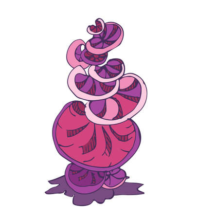 Fantasy decorative icon of magic mushrooms on white background. Hand drawn concept. Vector illustration.のイラスト素材