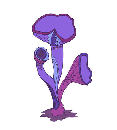 Fantasy decorative icon of magic mushrooms on white background. Hand drawn concept. Vector illustration.のイラスト素材