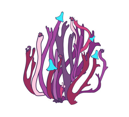 Fantasy decorative icon of magic mushrooms on white background. Hand drawn concept. Vector illustration.のイラスト素材