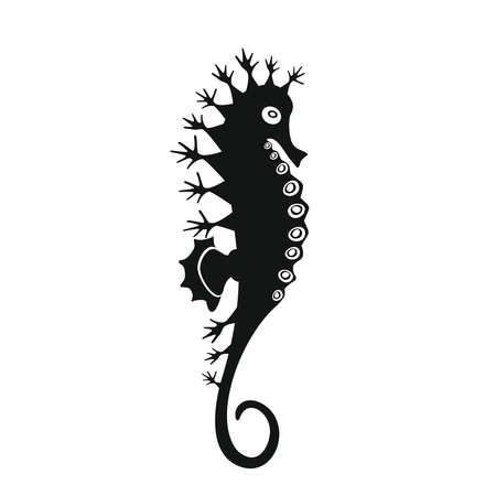Seahorse black icon on white background.のイラスト素材