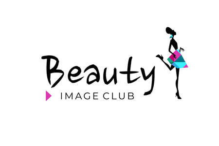 Beauty saloon, Image Club with pretty girl princess silhouette with crystals on the skirt and the earring on white background.のイラスト素材