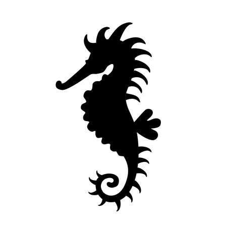 Seahorse black icon on white background.のイラスト素材