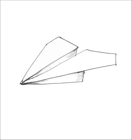 Paper airplane hand drawn on white background. Fathers day, mens day, kids and male acsessories. Vector illustration.のイラスト素材
