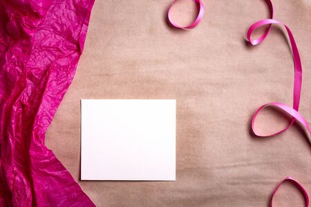 Valentine's Day postcard. Love concept for mother's day and valentine's day. Top view. Copy space. Greeting card mockup, flat layの写真素材