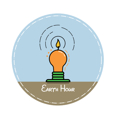 Candle in the form of a lamp on a blue background.のイラスト素材