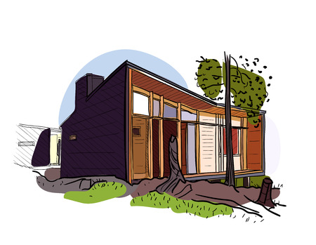 Architectural color vector sketch.のイラスト素材