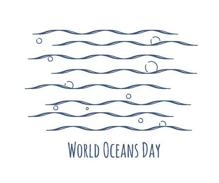 Vector image of the sea birds on wave. Illustration dedicated on World oceans day.のイラスト素材