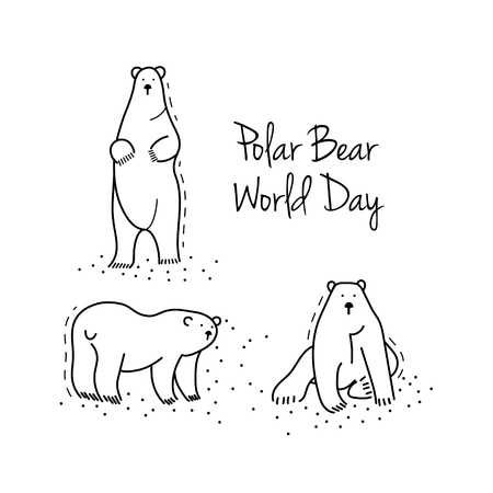 Polar Bear Day Vector Illustration. Sticker with white bear.のイラスト素材
