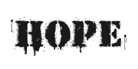 Vector graffiti hope lettering in black on white. One word motivational inscription. Dry brush effect. Isolated black print.のイラスト素材