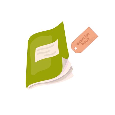 Exercise book. School copy book, exercise book, notebook for classwork and homework. Education equipment symbol. Vector cartoon flat illustration isolated on white.のイラスト素材