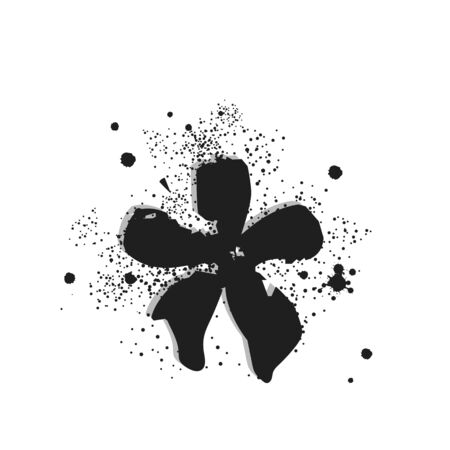Vector graffiti element star sprayed with leak in black over white. Design street art.のイラスト素材