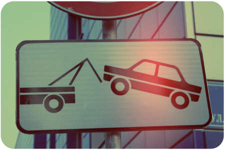 traffic  sign  evacuation  two cars in white rectangleの写真素材