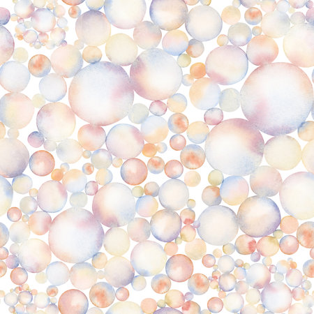 Watercolor soap bubbles seamless pattern on white background for kids nuscery designs, textiles and fabricsの写真素材