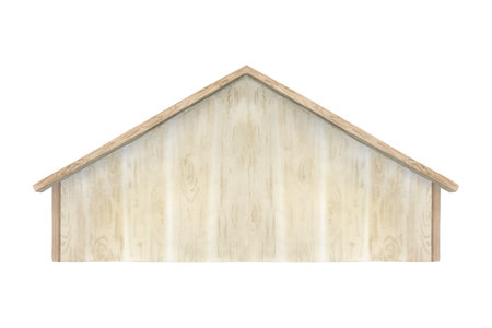Simple wooden chicken coop watercolor illustration isolated on white background. Minimalist henhouse for poultry yard and farm designsの写真素材