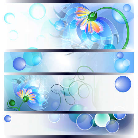 Banner with fairy blue mum or dad and baby flowersのイラスト素材