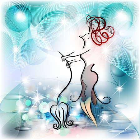 Spring cleaning with woman profile and bubble backgroundのイラスト素材