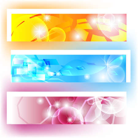 Colorful banners with shapes and shining for websiteのイラスト素材