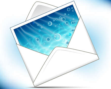 Mail envelope with brilliant sea postcardのイラスト素材