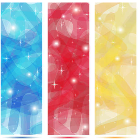Scribble banners in colors blue, red and gold with shiningsのイラスト素材