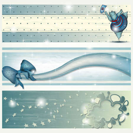 Banner with Dancing Hippo, Ribbon and abstract Cloudのイラスト素材
