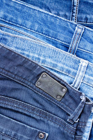 Background And Texture Of Different Materials Of Jeans Top View.の写真素材