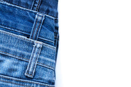 Different Materials Of Jeans On White Background With Copyspace.の写真素材