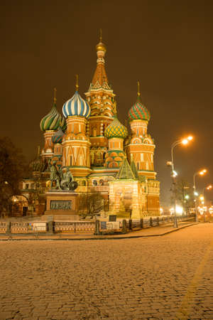 St. Basil's Cathedral On Red Rquare Evening At Winter In Moscow, Russia.の写真素材