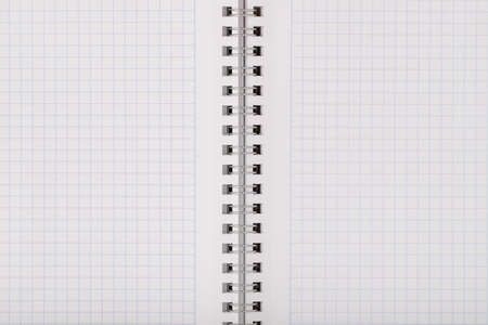 Empty Clean Notebook In Grid Sheet Close Up. Texture Background.の写真素材