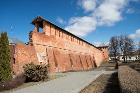 Yamskaya (Troitskaya) Tower And Part Of Kremlin Wall In Spring In Kolomna, Russia.の写真素材