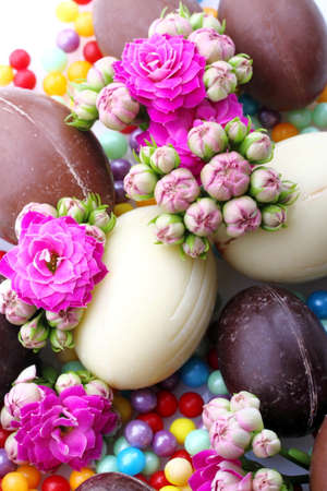 Eggs of chocolate with flowers of calandiva