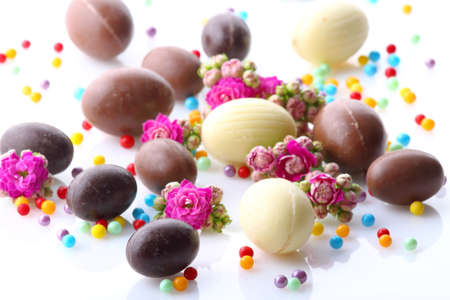 Eggs of chocolate with flowers of calandiva