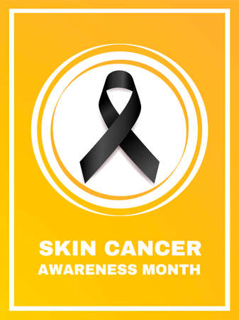 May is National Melanoma and Skin Cancer Awareness Month. Concept with black Ribbon. Banner template. Vector illustration.のイラスト素材