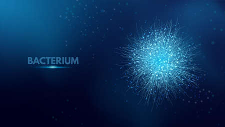 Bacterium. Vector abstract microscopic medical illustration of blue bacteria types. Vector illustration.のイラスト素材