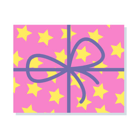 Gift box, present in colorful wrapped in flat style. Element design for Christmas, Valentines day, sale, shopping. Isolated on white background. Vector illustration.のイラスト素材