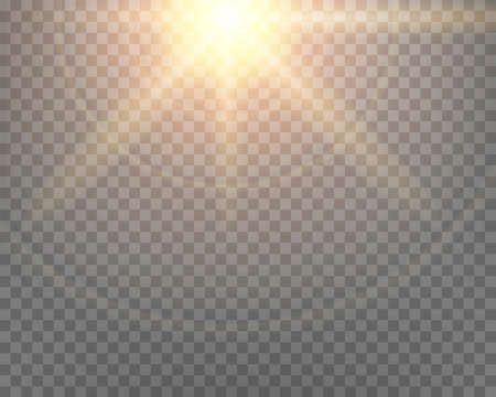 Sunlight lens flare, sun flash with rays.のイラスト素材