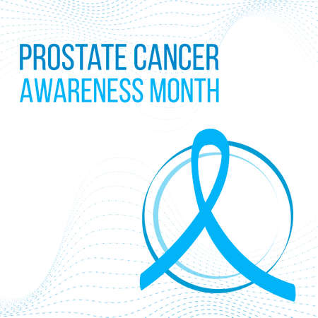 Prostate Cancer Awareness Month concept. Banner template with light blue ribbon. Vector illustration.のイラスト素材