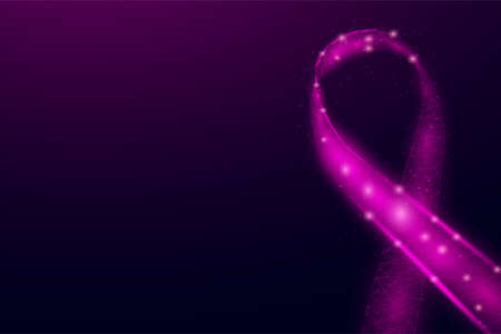 Breast Cancer awareness month. Banner with pink ribbon awareness and text. Vector illustration.