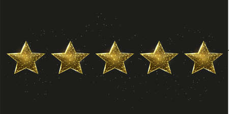 Wireframe stars, low poly style. Success, win symbol concept. Abstract modern 3d vector illustration...