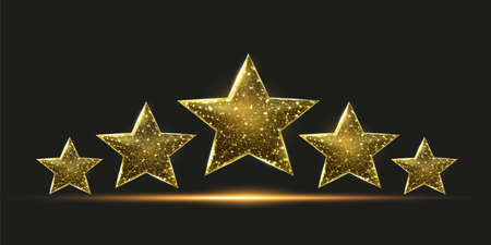 Wireframe stars, low poly style. Success, win symbol concept.