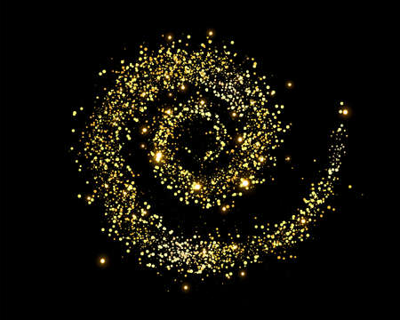 Gold glittering dots, sparkle, particles. Vector illustration.のイラスト素材
