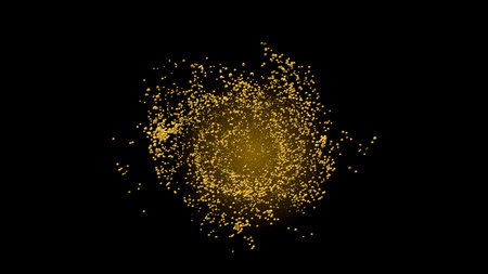 Gold glittering dots, sparkle, particles. Vector illustration.