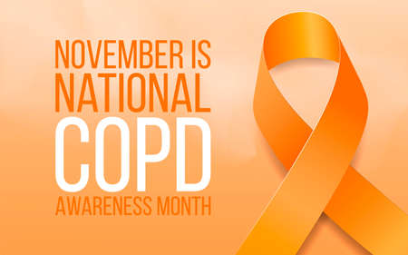 Chronic obstructive pulmonary disease COPD awareness month concept. Banner with orange ribbon awareness and text. Vector illustration.のイラスト素材