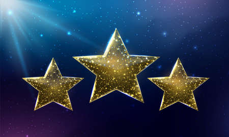 Wireframe stars, low poly style. Success, winner, rating concept. Abstract modern illustration.
