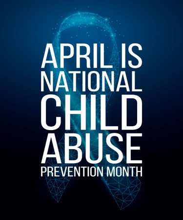 Child Abuse Prevention Month concept. Banner with blue ribbon awareness and text. Vector illustrationのイラスト素材